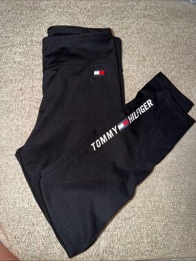 Tommy Hilfiger Black Leggings with Signature Flag and Logo